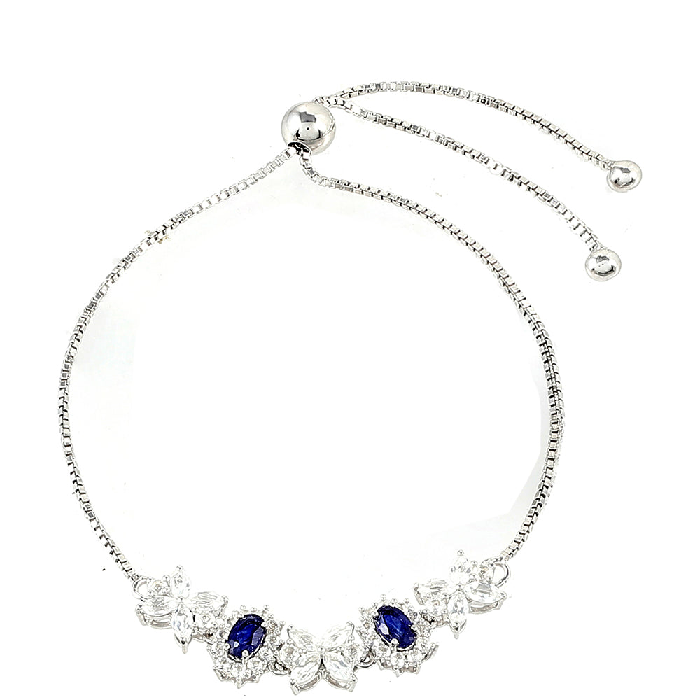 Brățară din Argint 925 ( 4.12 grame ) cu Safir Thailandez și Topaz Alb 2.34 Carate 1 