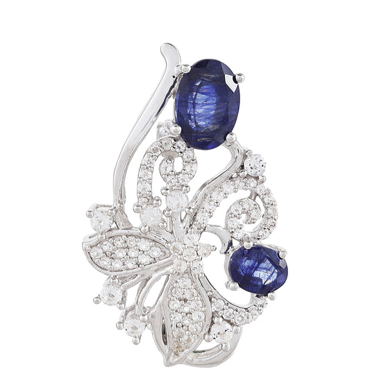 Broşă din Argint 925 ( 2.78 grame ) cu Safir Thailandez și Topaz Alb 2.28 Carate