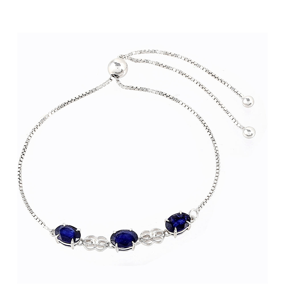 Brățară din Argint 925 ( 3.25 grame ) cu Safir Thailandez și Topaz Alb 3.64 Carate