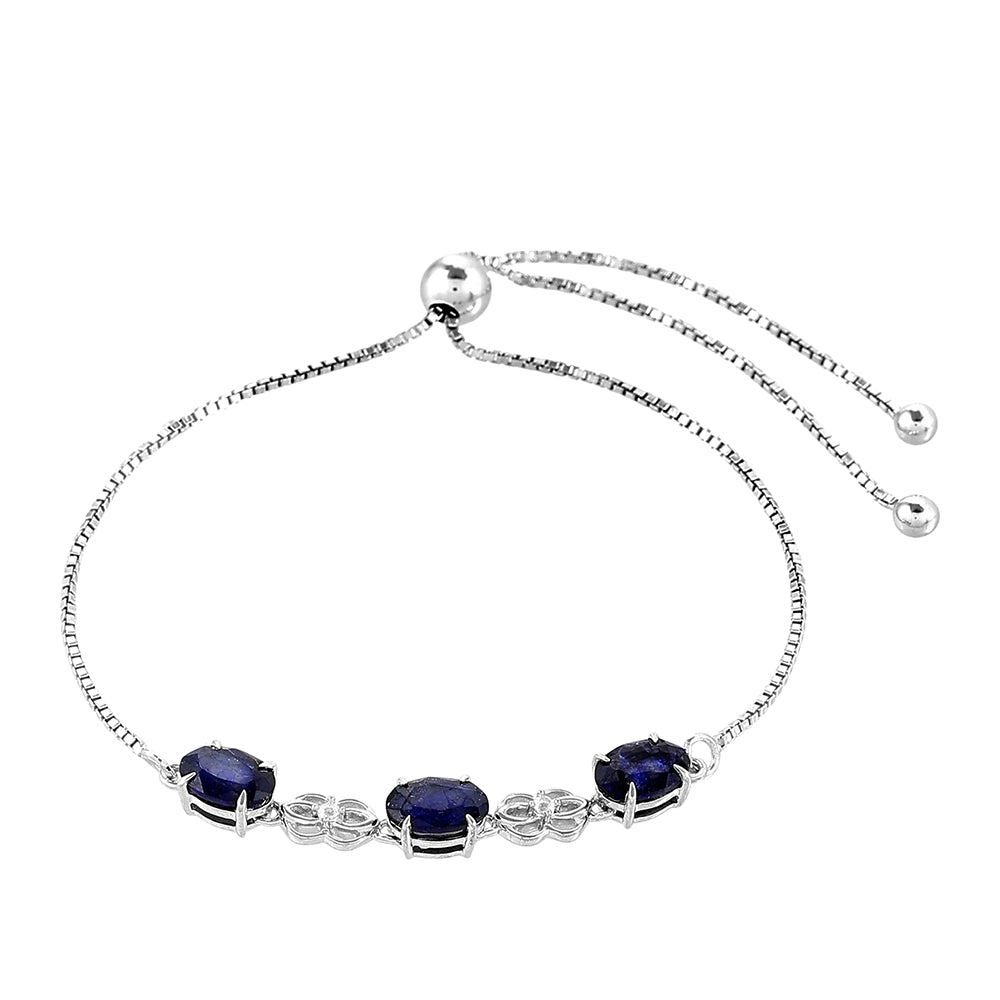 Brățară din Argint 925 ( 3.25 grame ) cu Safir Thailandez și Topaz Alb 3.64 Carate 3 