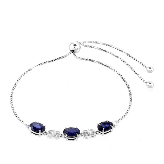 Brățară din Argint 925 ( 3.25 grame ) cu Safir Thailandez și Topaz Alb 3.64 Carate