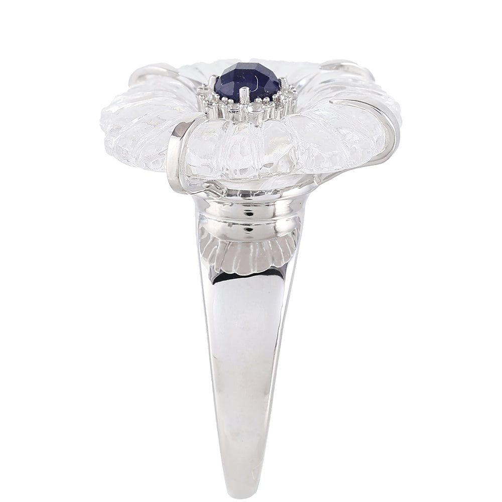 Inel din Argint 925 ( 3.98 grame ) cu Safir Thailandez și Cuarț 11.55 Carate 3 