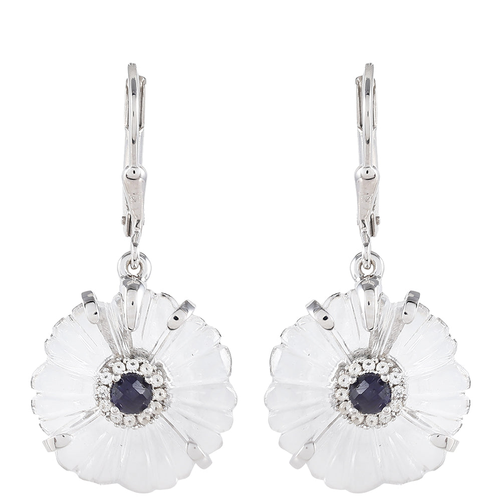 Cercei din Argint 925 ( 2.95 grame ) cu Safir Thailandez și Cuarț 13.14 Carate