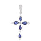 Cruce Pandantiv din Argint 925 ( 1.59 grame ) cu Safir Thailandez și Topaz Alb 1.94 Carate