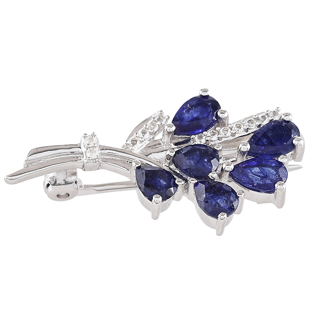Broşă din Argint 925 ( 2.19 grame ) cu Safir Thailandez și Topaz Alb 1.73 Carate 1 
