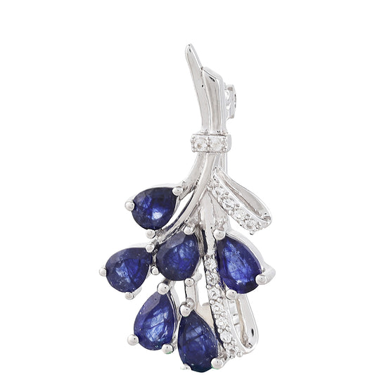 Broşă din Argint 925 ( 2.19 grame ) cu Safir Thailandez și Topaz Alb 1.73 Carate