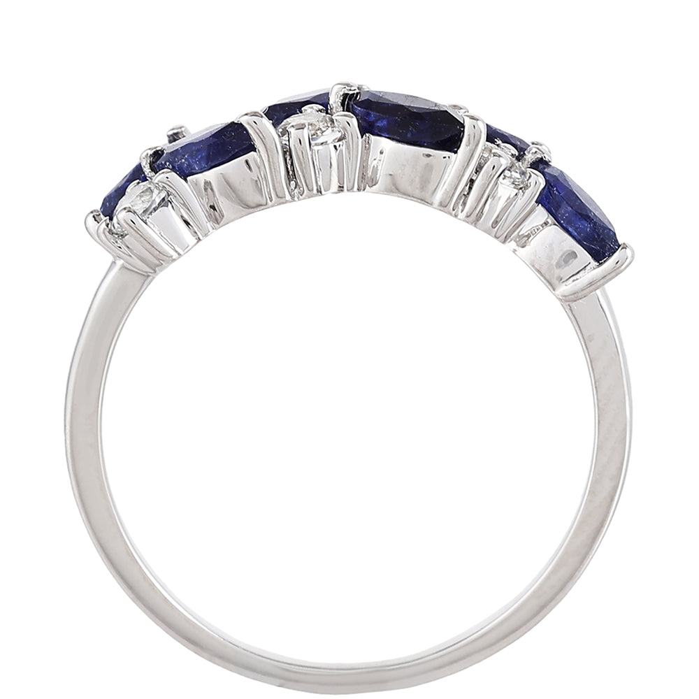 Inel din Argint 925 ( 2.08 grame ) cu Safir Thailandez și Topaz Alb 1.79 Carate