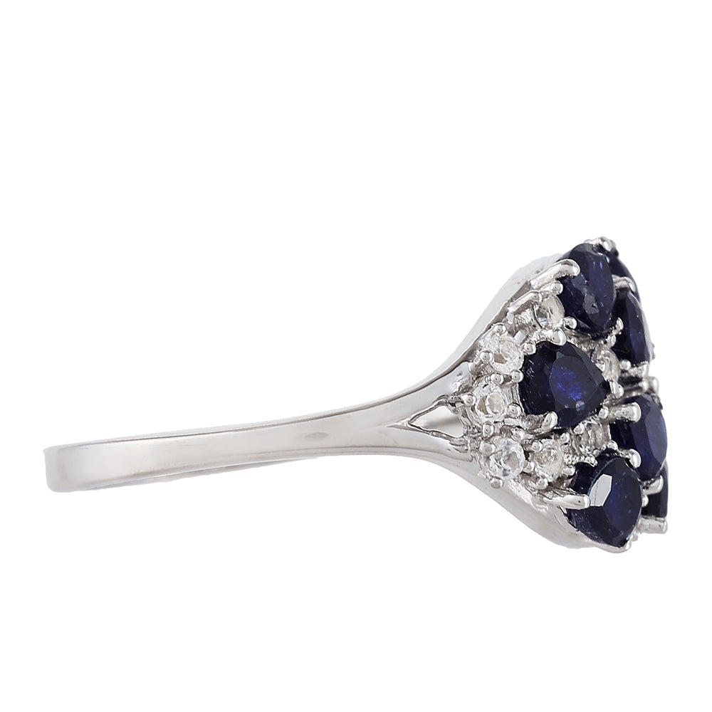 Inel din Argint 925 ( 2.46 grame ) cu Safir Thailandez și Topaz Alb 2.21 Carate 2 