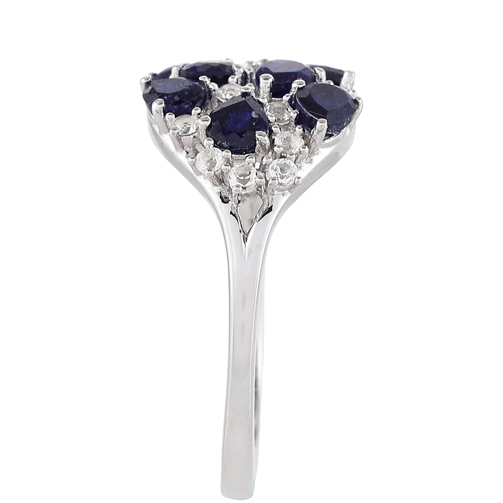 Inel din Argint 925 ( 2.46 grame ) cu Safir Thailandez și Topaz Alb 2.21 Carate