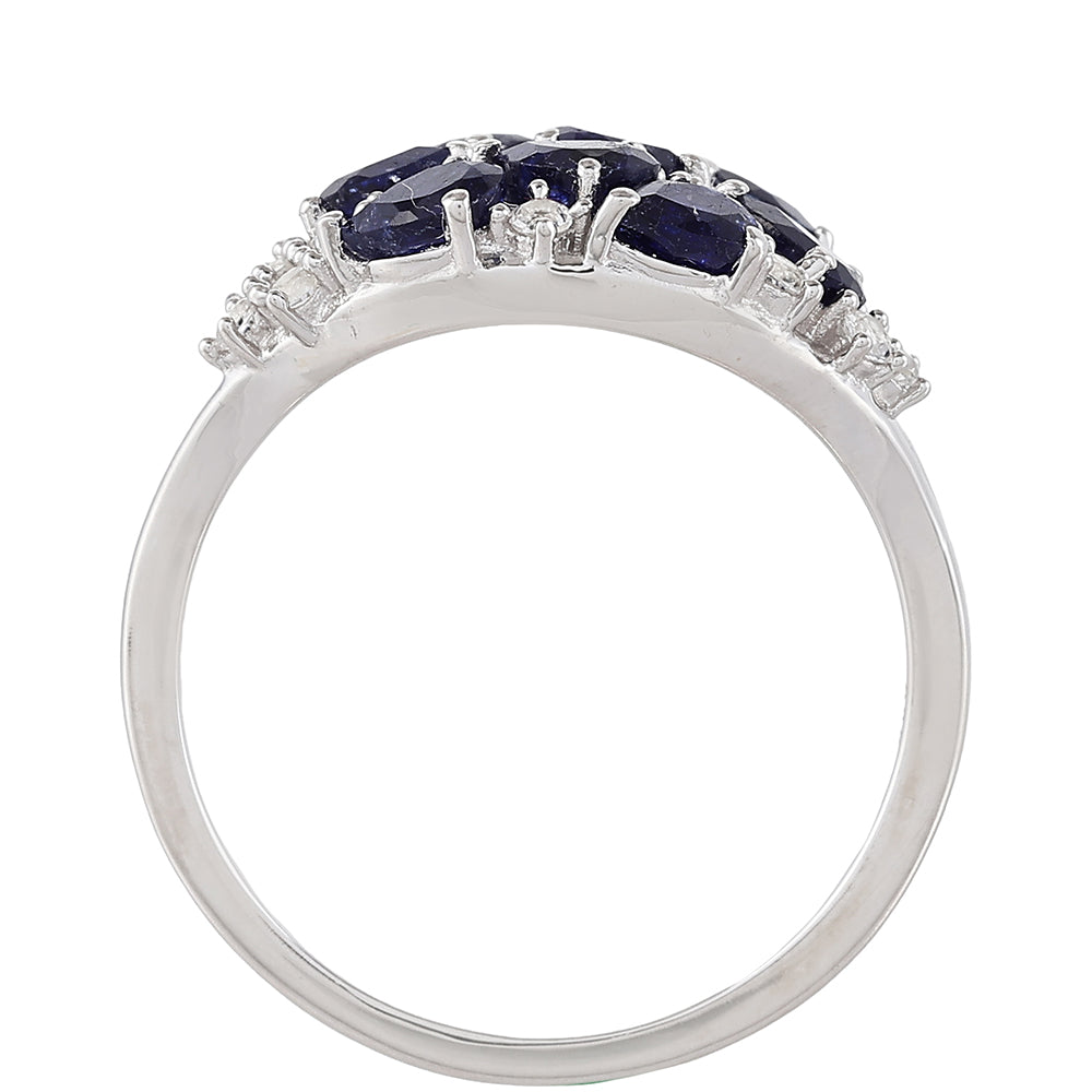 Inel din Argint 925 ( 2.46 grame ) cu Safir Thailandez și Topaz Alb 2.21 Carate 4 