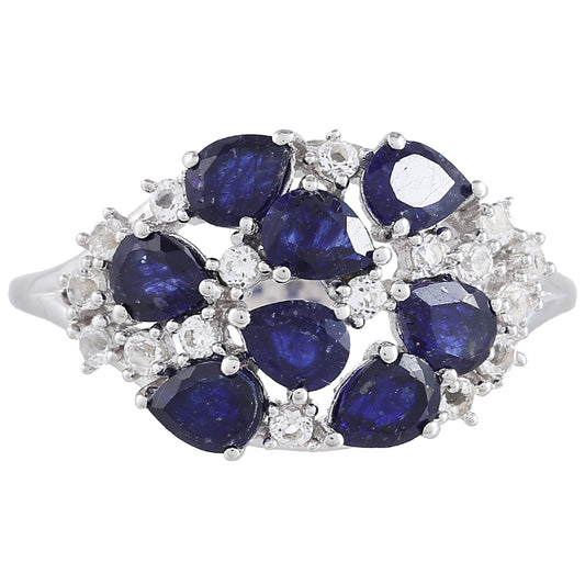 Inel din Argint 925 ( 2.46 grame ) cu Safir Thailandez și Topaz Alb 2.21 Carate