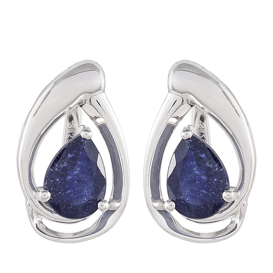 Cercei din Argint 925 ( 2.23 grame ) cu Safir Thailandez 2.09 Carate