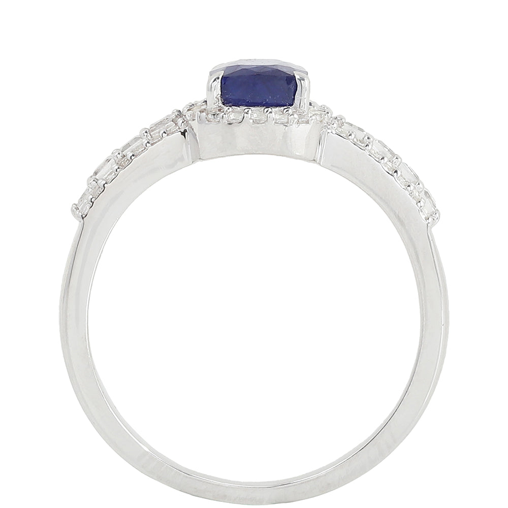 Inel din Argint 925 ( 3.11 grame ) cu Safir Thailandez și Topaz Alb 1.84 Carate