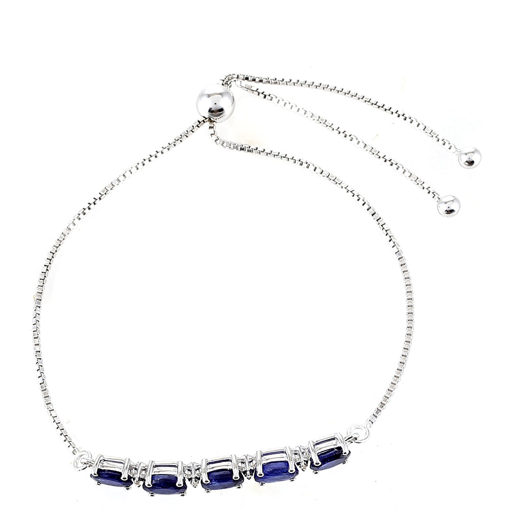 Brățară din Argint 925 ( 3.46 grame ) cu Safir Thailandez și Topaz Alb 3.35 Carate 2 