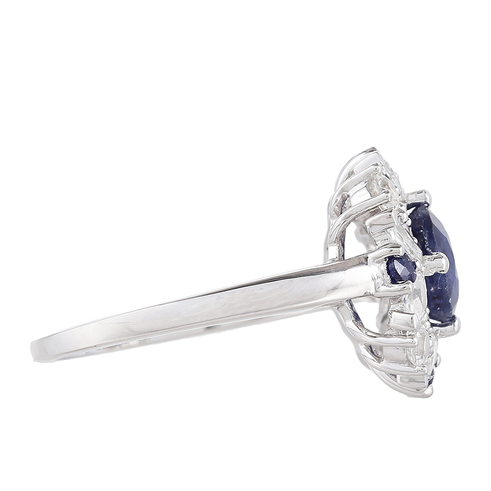 Inel din Argint 925 ( 3.28 grame ) cu Safir Thailandez și Topaz Alb 3.14 Carate 2 