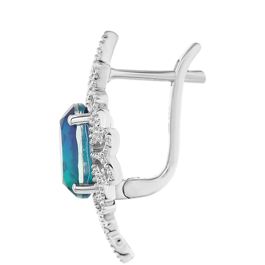 Cercei din Argint 925 ( 4.05 grame ) cu Cuarț Păun 3.92 Carate