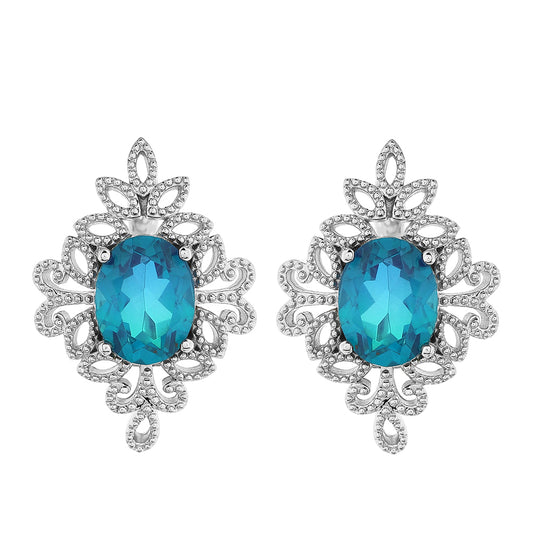 Cercei din Argint 925 ( 4.05 grame ) cu Cuarț Păun 3.92 Carate