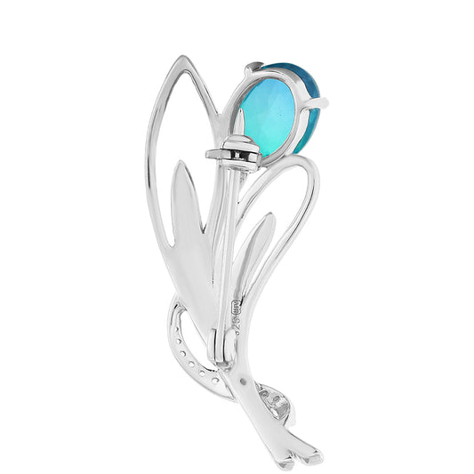 Broşă din Argint 925 ( 4 grame ) cu Cuarț Păun și Topaz Alb 2.06 Carate