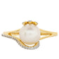 Inel din Argint 925 Placat cu Aur ( 2.28 grame ) cu Perlă de Cultură și Topaz Alb 2.84 Carate