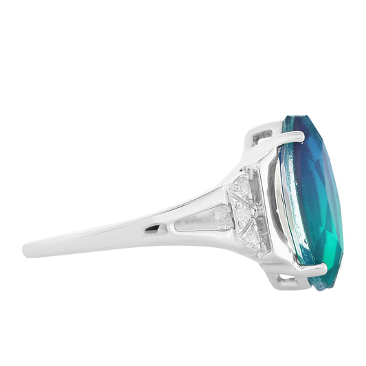 Inel din Argint 925 ( 3 grame ) cu Cuarț Păun și Topaz Alb 2.95 Carate