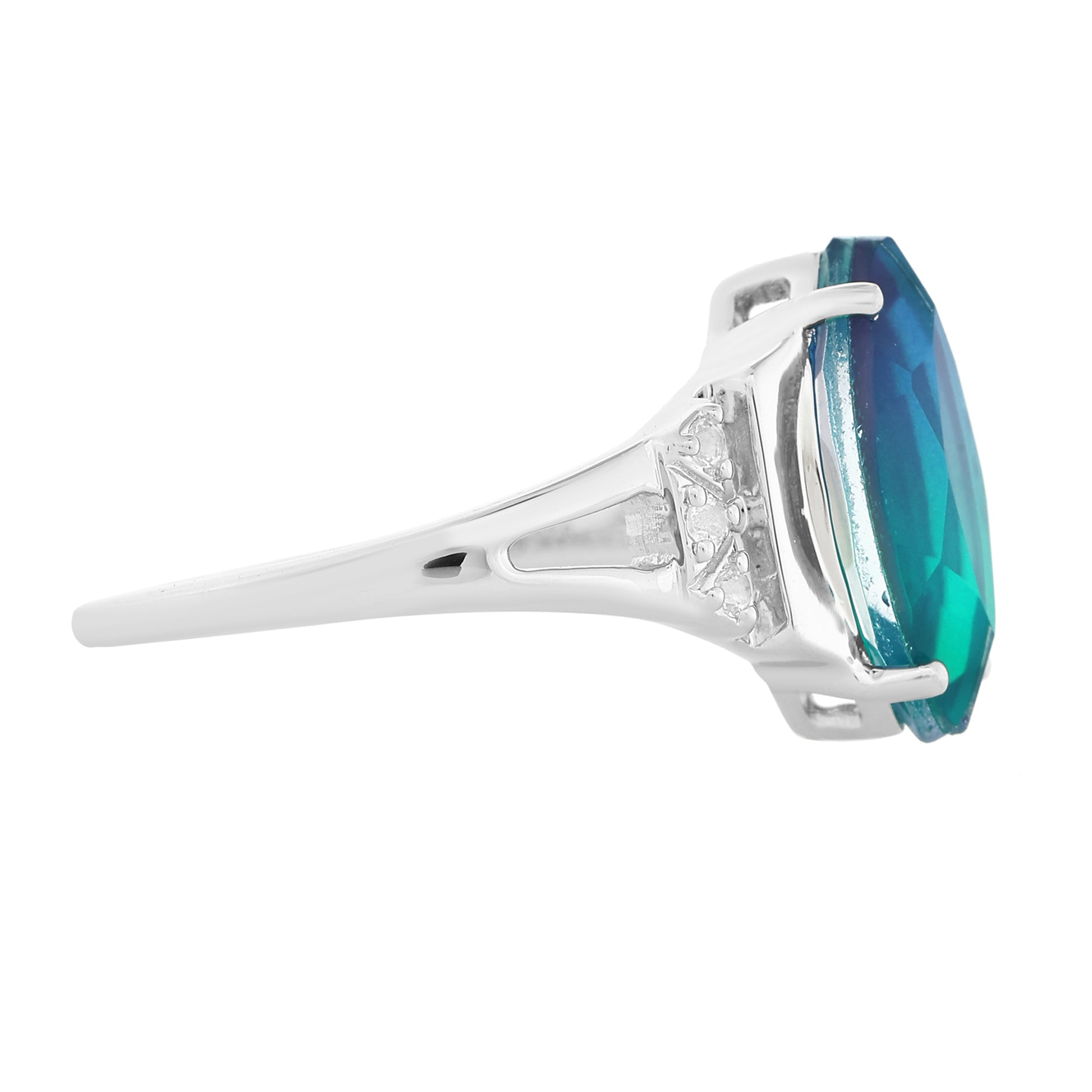 Inel din Argint 925 ( 3 grame ) cu Cuarț Păun și Topaz Alb 2.95 Carate 5 