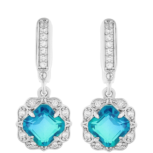 Cercei din Argint 925 ( 4.77 grame ) cu Cuarț Păun și Topaz Alb 5.66 Carate