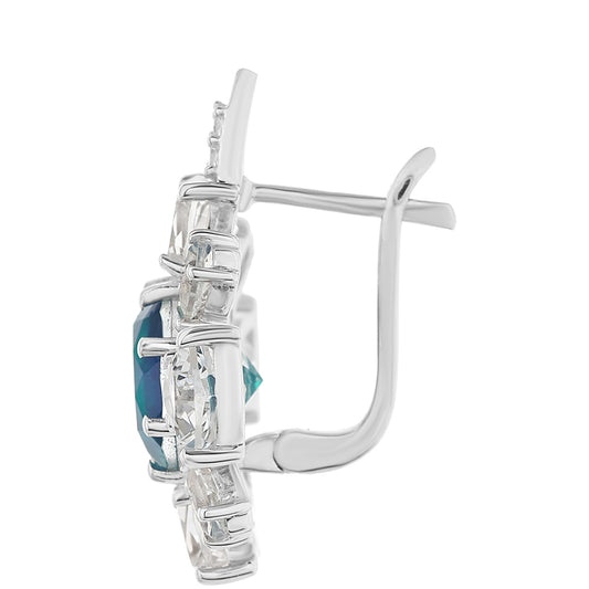 Cercei din Argint 925 ( 3.87 grame ) cu Cuarț Păun și Topaz Alb 9.72 Carate