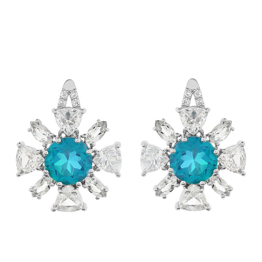 Cercei din Argint 925 ( 3.87 grame ) cu Cuarț Păun și Topaz Alb 9.72 Carate