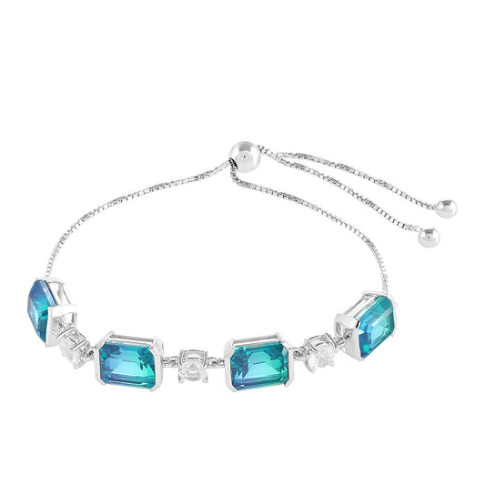 Brățară din Argint 925 ( 5.22 grame ) cu Cuarț Păun și Topaz Alb 11.45 Carate