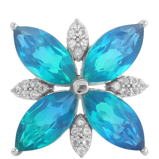 Inel din Argint 925 ( 3.79 grame ) cu Cuarț Păun și Topaz Alb 12.01 Carate