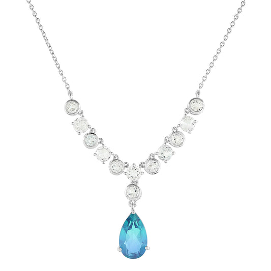 Colier din Argint 925 ( 6.74 grame ) cu Cuarț Păun și Topaz Alb 10.18 Carate