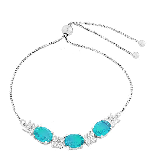 Brățară din Argint 925 ( 4.55 grame ) cu Cuarț Păun și Topaz Alb 7.16 Carate