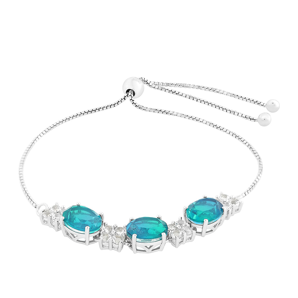 Brățară din Argint 925 ( 4.55 grame ) cu Cuarț Păun și Topaz Alb 7.16 Carate 2 