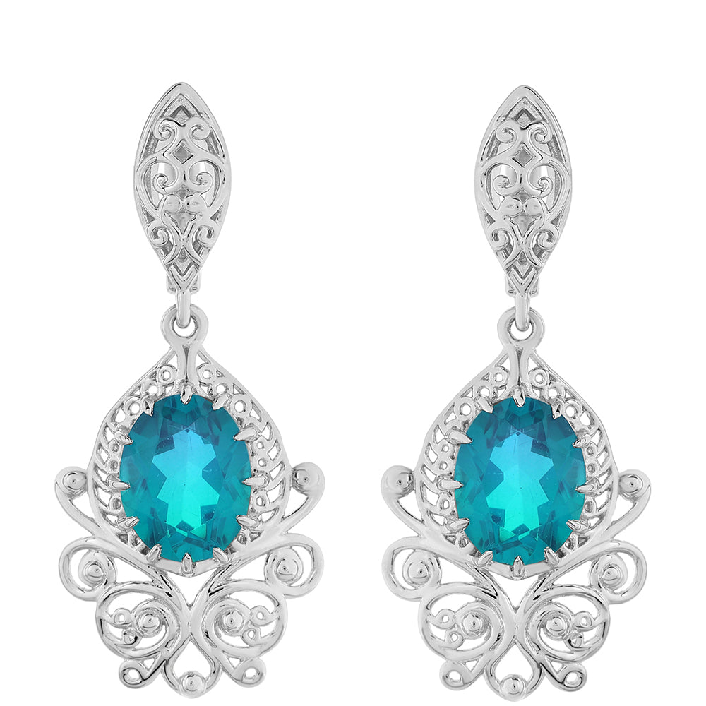 Cercei din Argint 925 ( 3.69 grame ) cu Cuarț Păun 3.92 Carate 1 