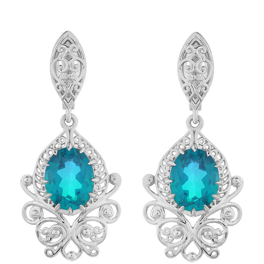 Cercei din Argint 925 ( 3.69 grame ) cu Cuarț Păun 3.92 Carate