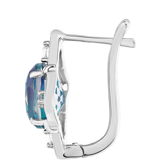 Cercei din Argint 925 ( 3.97 grame ) cu Cuarț Păun și Topaz Alb 4.26 Carate