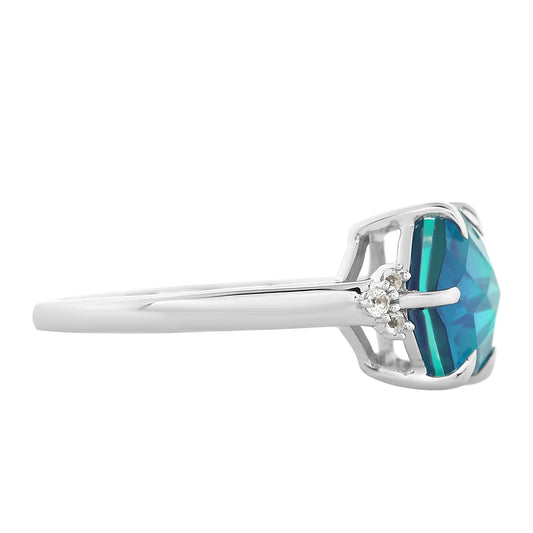 Inel din Argint 925 ( 2.31 grame ) cu Cuarț Păun și Topaz Alb 4.02 Carate