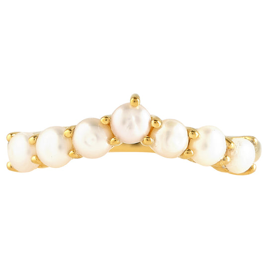 Inel din Argint 925 Placat cu Aur ( 1.69 grame ) cu Perlă de Cultură 1.14 Carate