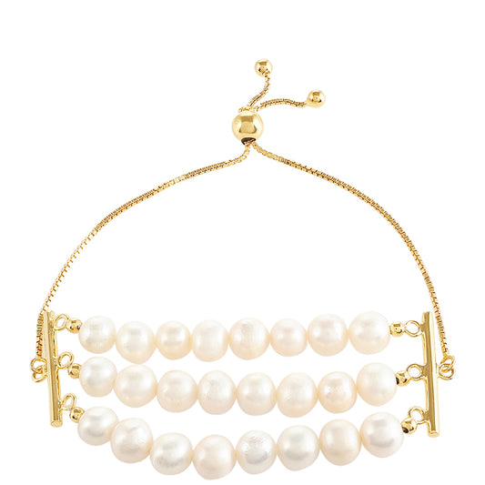 Brățară din Argint 925 Placat cu Aur ( 2.42 grame ) cu Perlă de Cultură 67.5 Carate