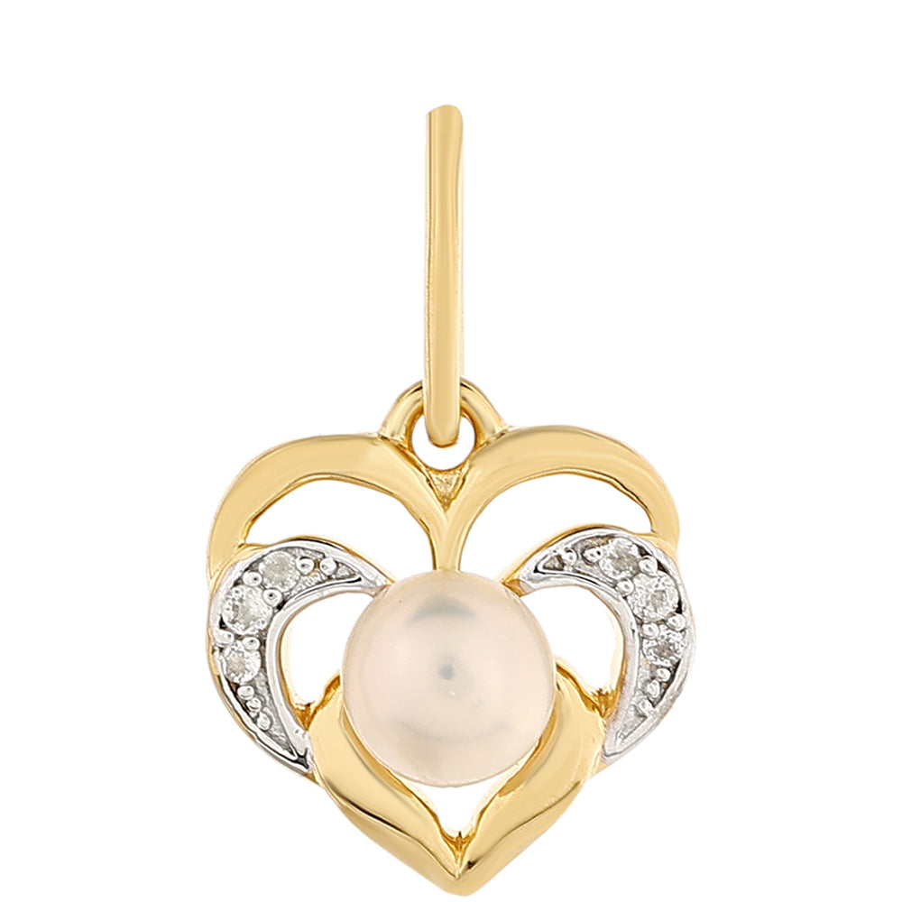Pandantiv din Argint 925 Placat cu Aur ( 1.34 grame ) cu Perlă de Cultură și Topaz Alb 0.82 Carate 1 