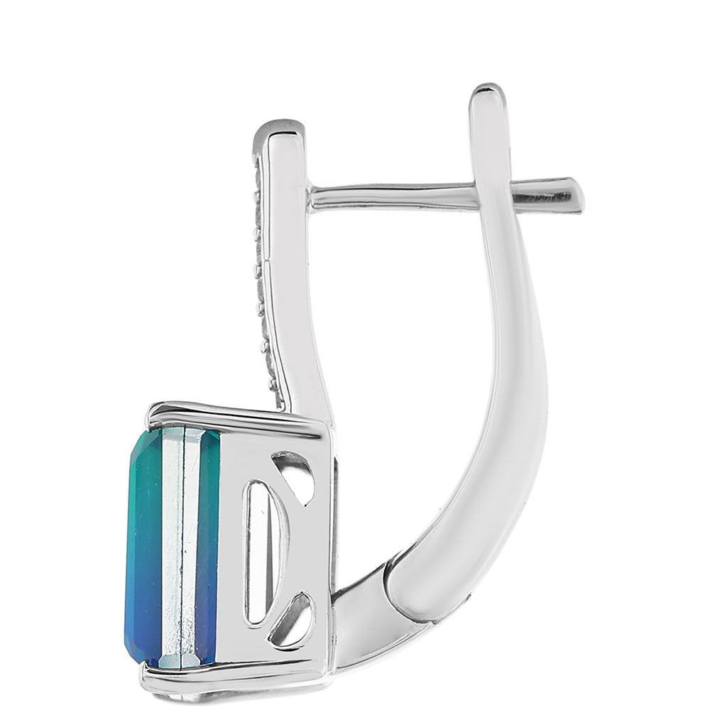 Cercei din Argint 925 ( 3.46 grame ) cu Cuarț Păun și Topaz Alb 5.28 Carate 2 