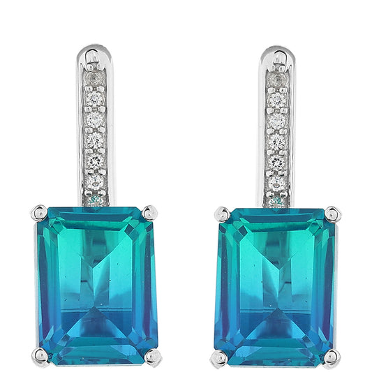 Cercei din Argint 925 ( 3.46 grame ) cu Cuarț Păun și Topaz Alb 5.28 Carate