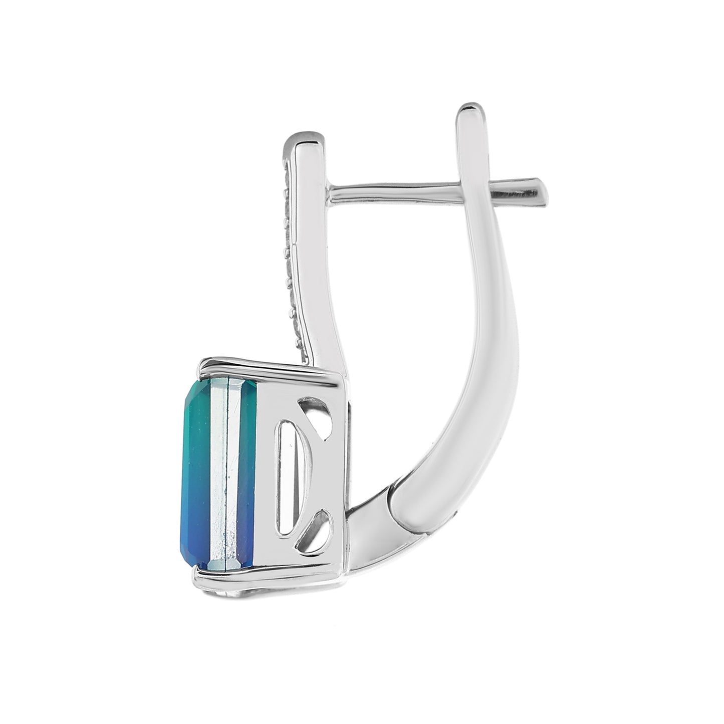 Cercei din Argint 925 ( 3.46 grame ) cu Cuarț Păun și Topaz Alb 5.28 Carate