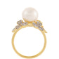 Inel din Argint 925 Placat cu Aur ( 4.07 grame ) cu Perlă de Cultură și Topaz Alb 6.87 Carate