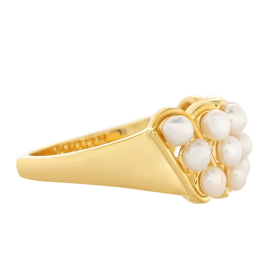 Inel din Argint 925 Placat cu Aur ( 3.59 grame ) cu Perlă de Cultură 1.77 Carate