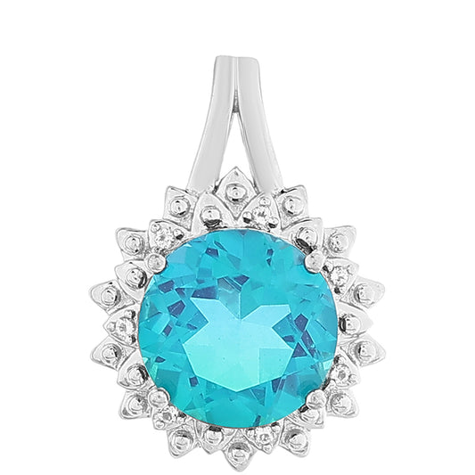 Pandantiv din Argint 925 ( 2.34 grame ) cu Cuarț Păun și Topaz Alb 3.65 Carate