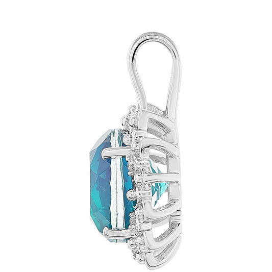 Pandantiv din Argint 925 ( 2.34 grame ) cu Cuarț Păun și Topaz Alb 3.65 Carate