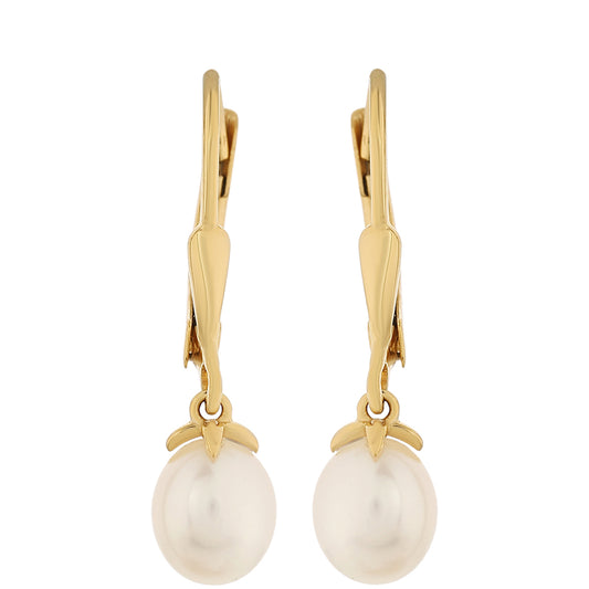 Cercei din Argint 925 Placat cu Aur ( 1.01 grame ) cu Perlă de Cultură 3.49 Carate