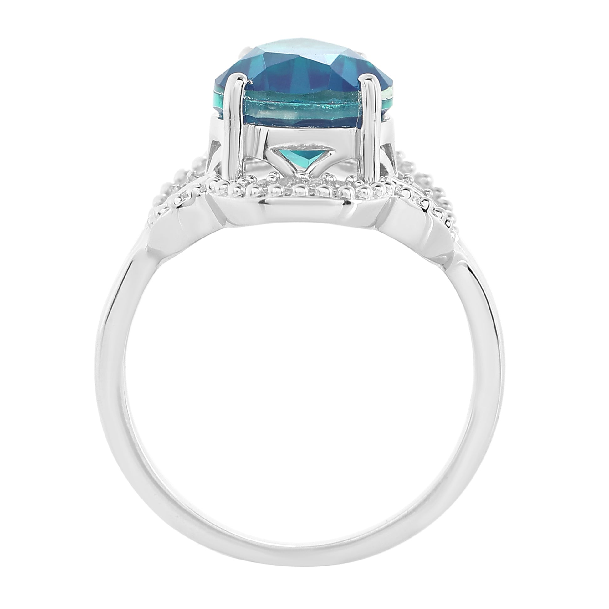 Inel din Argint 925 ( 3.65 grame ) cu Cuarț Păun și Topaz Alb 4.19 Carate 6 