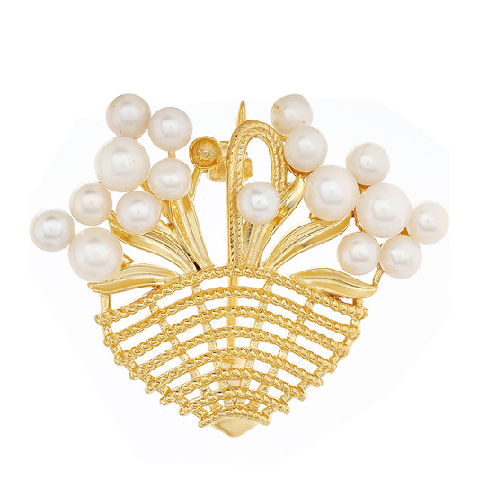 Broşă din Argint 925 Placat cu Aur ( 4.23 grame ) cu Perlă de Cultură 5.54 Carate